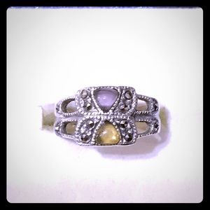 Amethyst and Citrine sterling silver ring